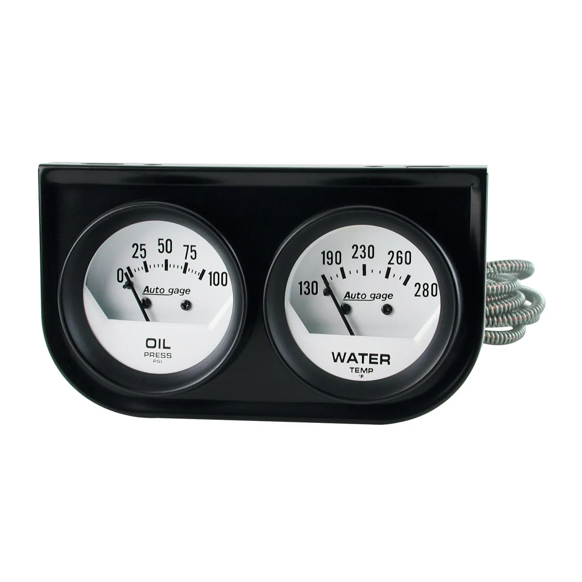 Autometer 2323 Gauge Console, Oilp/Wtmp, 2, 100psi/280?f, Wht Dial, Blk Bzl, Autogage product image