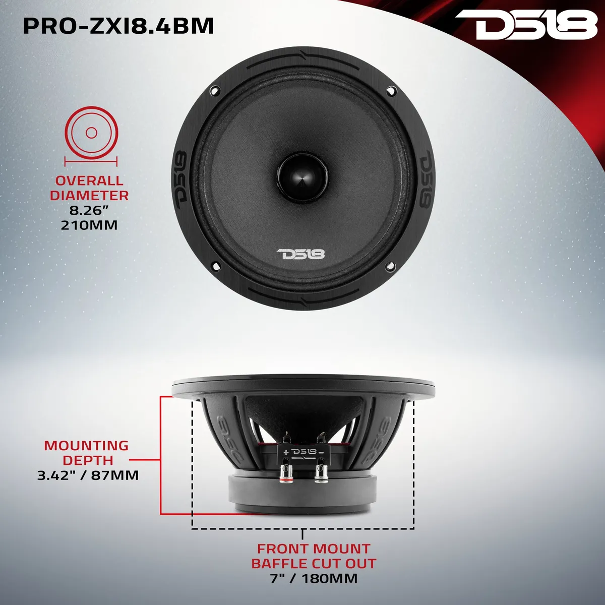 PRO-ZXI 8" Mid-Range Bullet Loudspeaker Neodymium/Ferrite Magnets | 350W RMS 4-Ohm product image