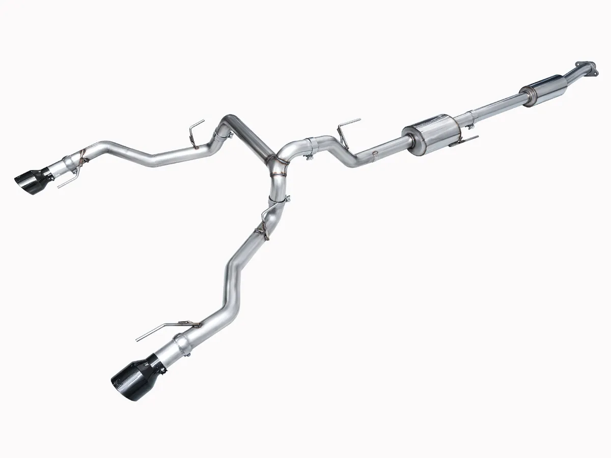 AWE 0FG Resonated Catback for 21 Ford F-150 Tremor (With Bumper Cutouts) - Chrome Silver Tips 3015-32402 product image