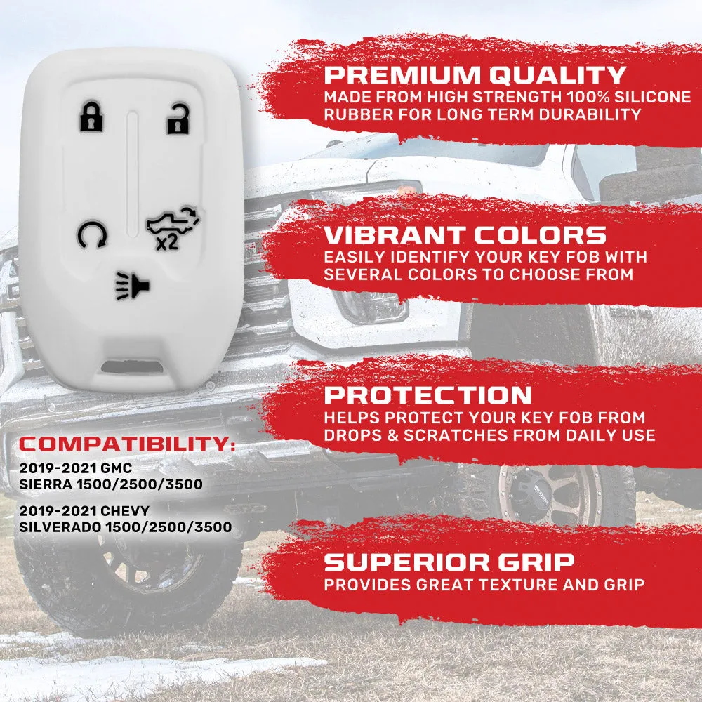 GMC & Chevy 19-21 Sierra & Silverado 1-Piece 100% Silicone Rubber Key Fob Cover - Multiple Colors product image