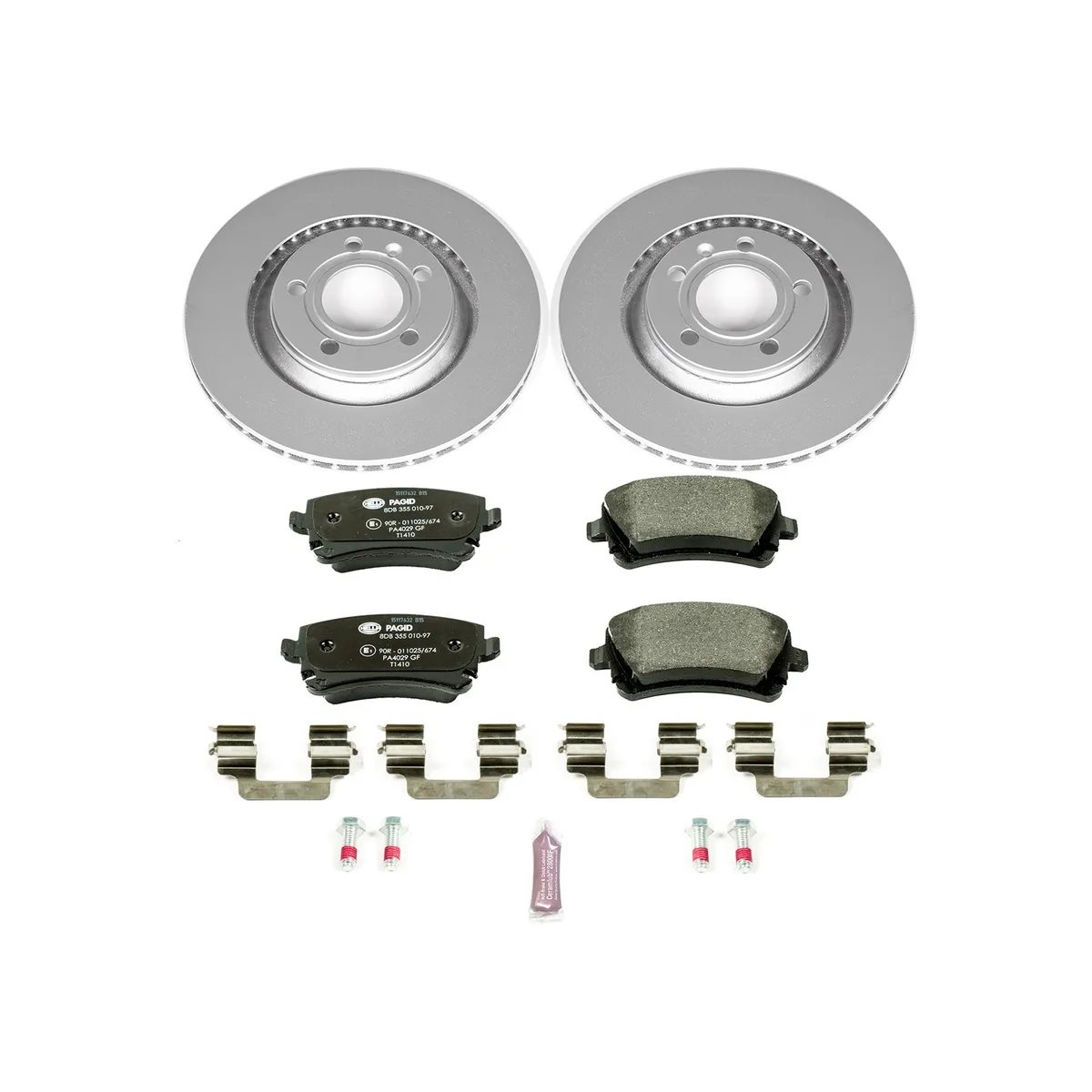 Euro-Stop Kit: Genuine Geomet Fully Coated Rotors; Ece-R90 Certified Pads W/Hardware product image