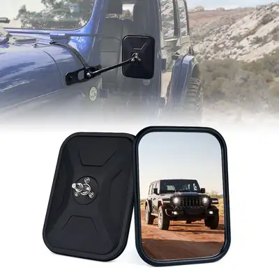 Xprite Black Aluminum Side Mirrors for Doorless 2018+ Jeep Wrangler JL JLU
