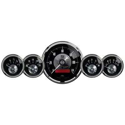 AutoMeter 5 Pc. Gauge Kit; 3-3/8in./2-1/16in.; Elec. Speedo W/Lcd Odo; Prestige Blk. Diamond