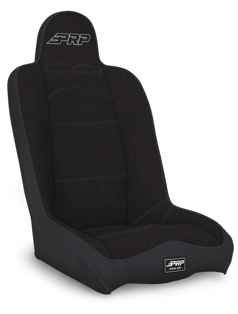 PRP Daily Driver High Back Suspension Seat; All Black;silver Out Two Neck Slots