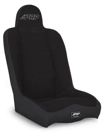 PRP Daily Driver High Back Suspension Seat; All Black;silver Out Two Neck Slots