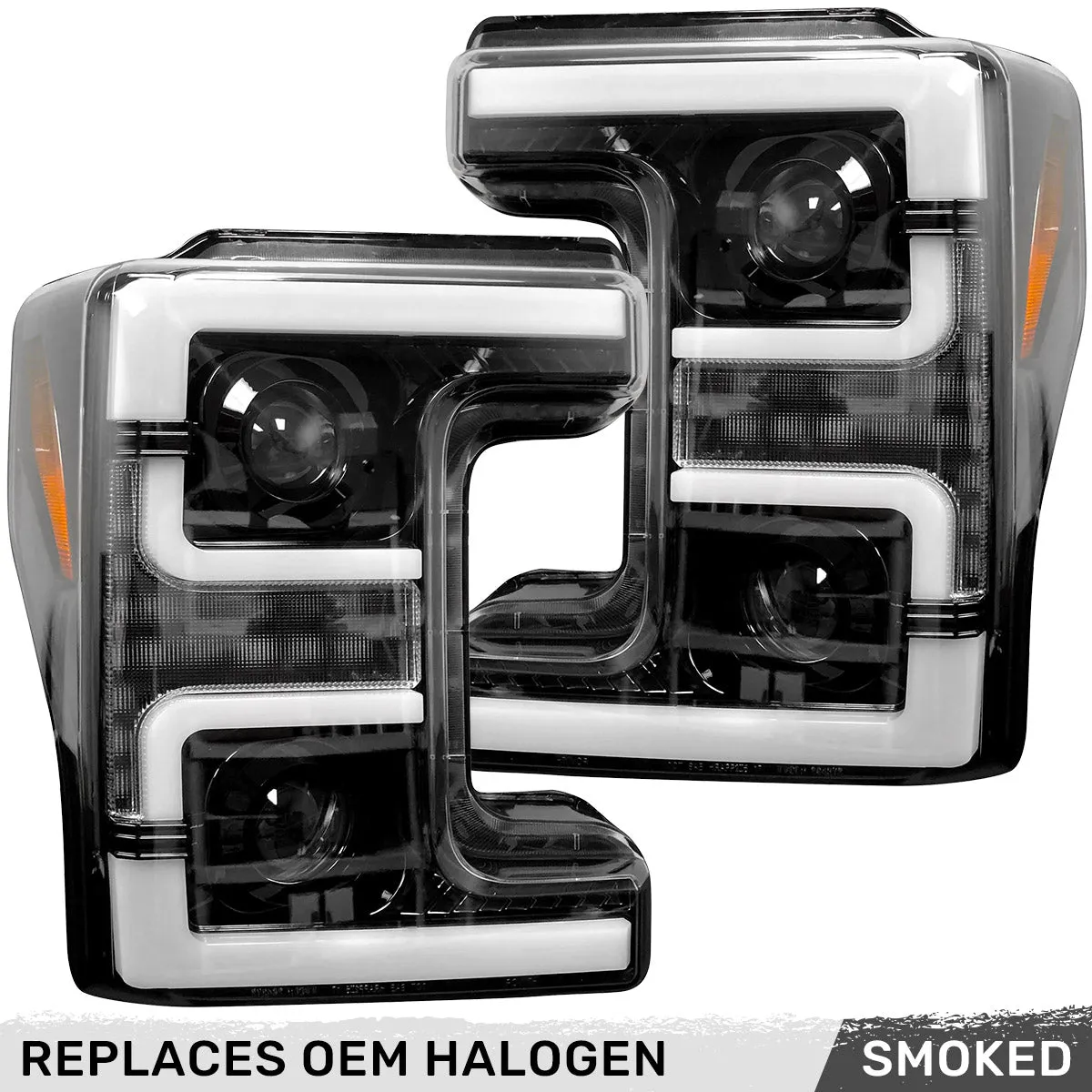 Ford Superduty 17-19 F250f350f450f550 Projector Headlights w Ultra High Power Smooth White Oled DRL And High Power a product image