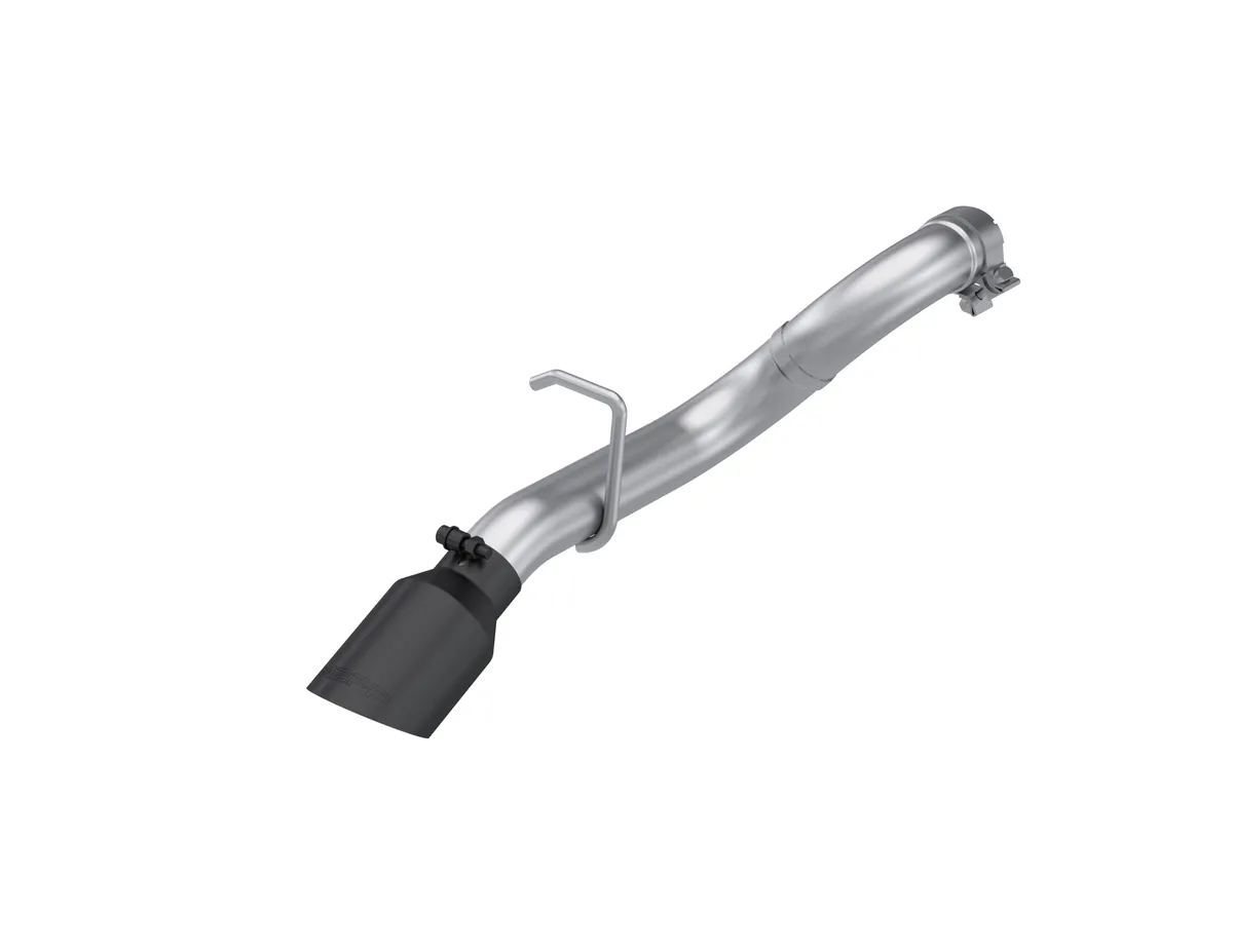 Armor Plus Axle Back Exhaust System; 2.5 in.; High Clearance; Turn Down Exit w/Black Tip; 4 in. Outlet Diameter Tip; T409 Stainless Steel; product image