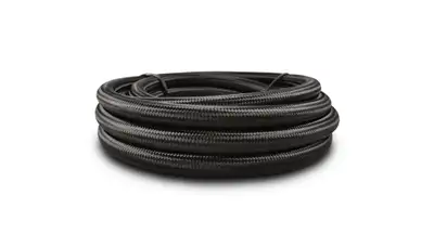 Vibrant Performance Nylon Braided Flex Hose; -10AN; 0.516 in. Hose ID; 0.625 in. Hose OD; 6.6875 in. Bend Radius; 2000 PSI Operating Pressure; 6000 PSI BP; 150ft. Roll; Black; w/PTFE Liner;