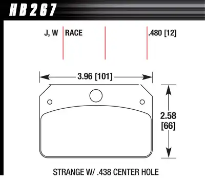Hawk Performance DR-97 Disc Brake Pad; 0.480 Thickness; Fits Strange w/0.438 in. Center Hole;