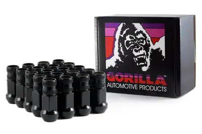 Gorilla Forged Steel Racing Open End Lug Nuts 12x1.50 3/4 Hex Black Set of 20 45038BC-20