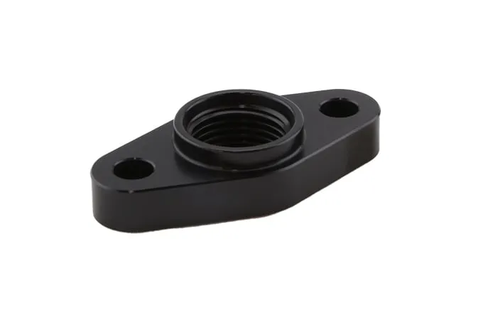 TurboSmart USA Billet AN-10 orb Turbo Drain adapter with Silicon O-ring. 52mm Mounting Holes - T3T4 style fitment