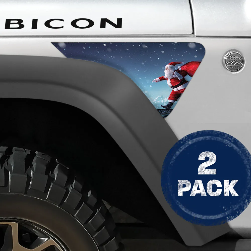 Santa on a Roof 2pc Vinyl Fender Decal product image