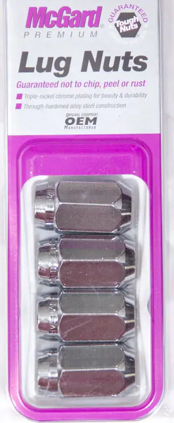 McGard Hex Lug Nut M12x1.5 Cone Seat 13/16 Hex 1.5 in Oal Chrome (4 Pk)