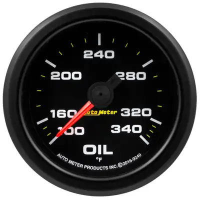 AutoMeter Gauge, Oil Temp, 2 1/16 In, 340 Degree f, Stepper Motor W/Peak & Warn, Extreme Environment