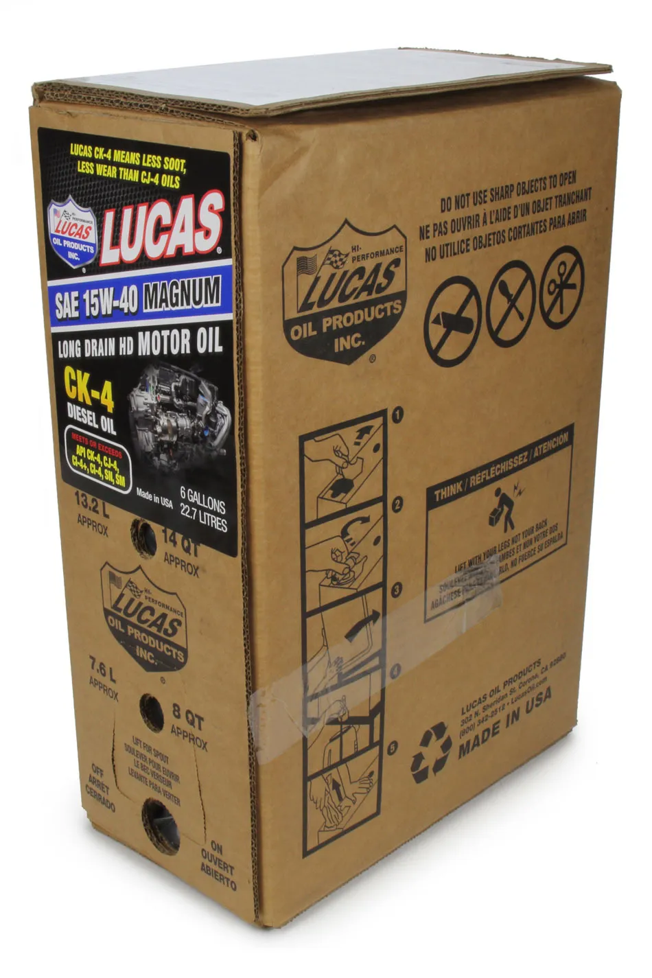 Lucas Oil Products SAE 15W40 CK-4 Truck Oil 6 Gallon Bag In Box