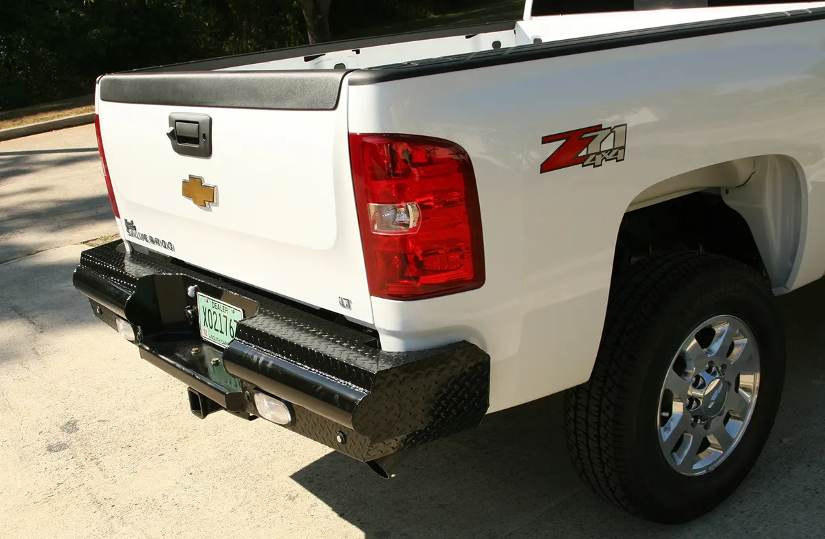 Black Steel Ranch Rear Bumper; 2 Stage Black Powder Coated; product image