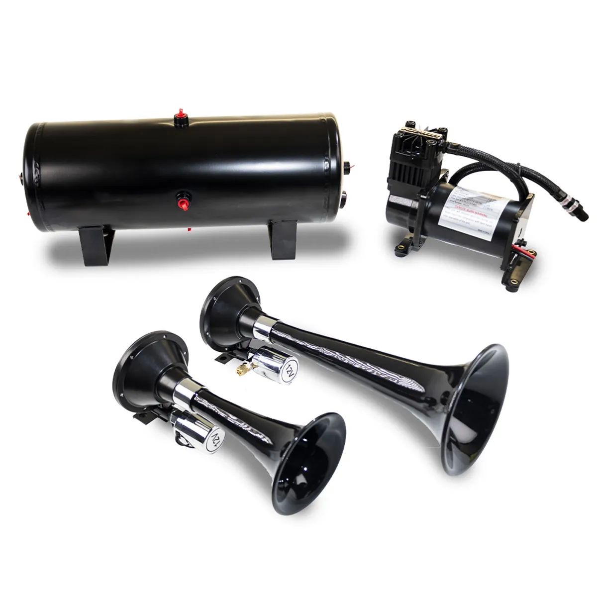 Pro Blaster™ Dual Horn Kit; Black: Includes Horns PN[220]/ 150 PSI Air Compressor PN[6275RC]/ 1.5 Gallon Air Tank PN[6275RT]; product image