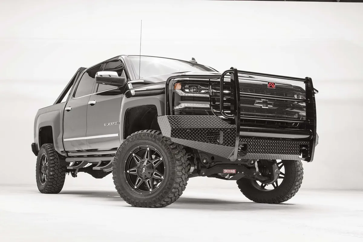 Black Steel Front Bumper; 2 Stage Black Powder Coated; w/Full Guard; product image