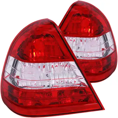 ANZO USA Mbz c Class W202 94-00 4DR C220/C230/C280/C36/C43 Tail Lights Chrome Red/Clear Lens