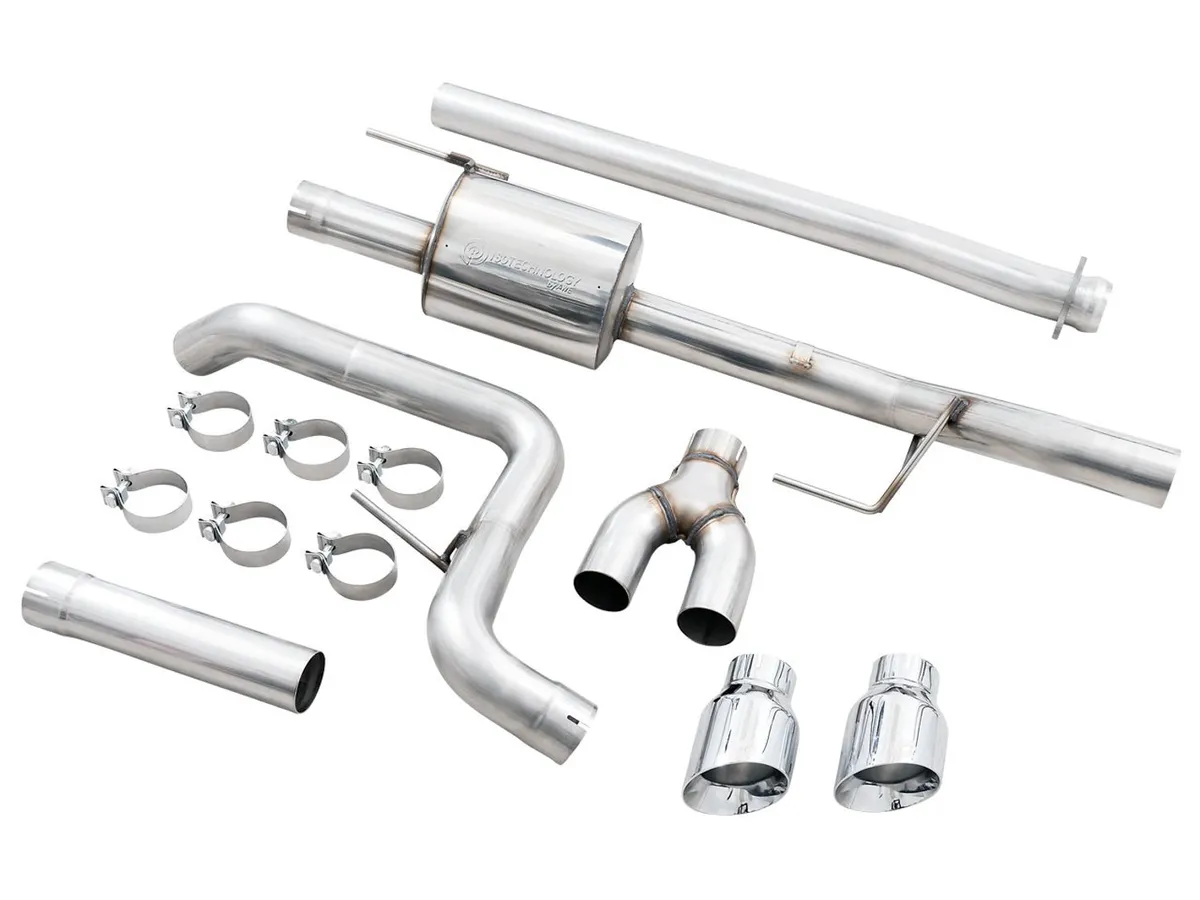 AWE 0FG Dual Split Rear Exhaust for '21+ Ford F-150 - 5" Diamond Black Tips product image