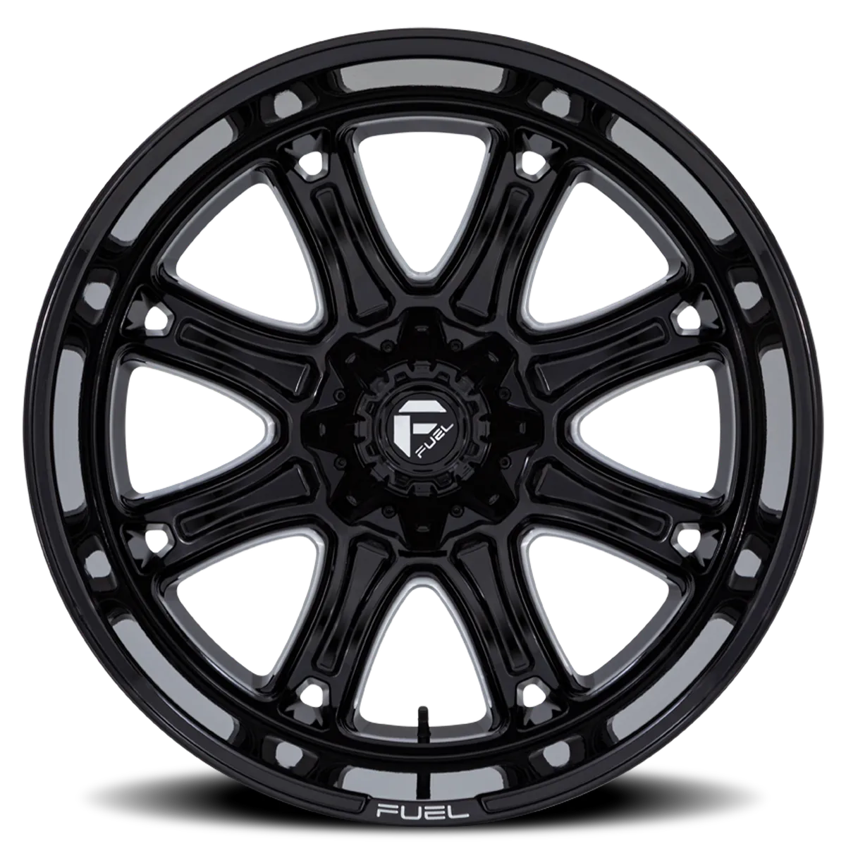 Aluminum Wheels 22X9 Darkstar FC853BE 6 On 135/6 On 139.7 Gloss Black Milled 106.1 Bore 1 Offset Fuel Off Road Wheels product image