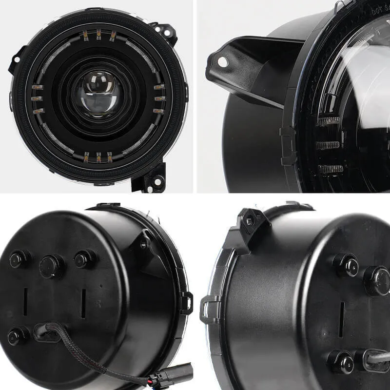 "High-Output 9"" 80W LED Halo Headlights with DRL for 2018+ Jeep Wrangler JL JT" product image