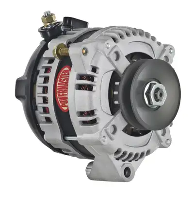 Power Master Alternator; GM; 175 Amp; 1 Wire Hair Pin Style; Offset Left; CS130; CS130D; 1 Groove V Type; 175Top/145 Idle; Natural;