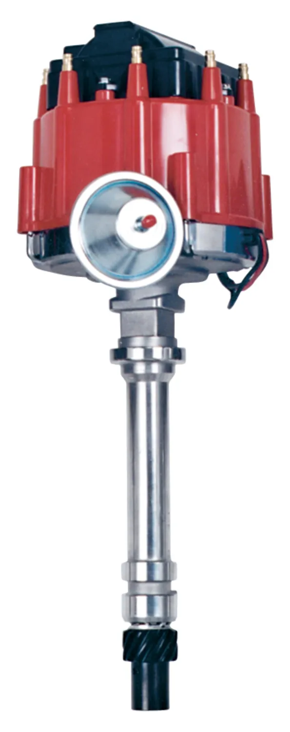 HEI Distributor Racing Type w/Vac-Adv Red Cap Polished For Chevy V8 Engines Proform product image