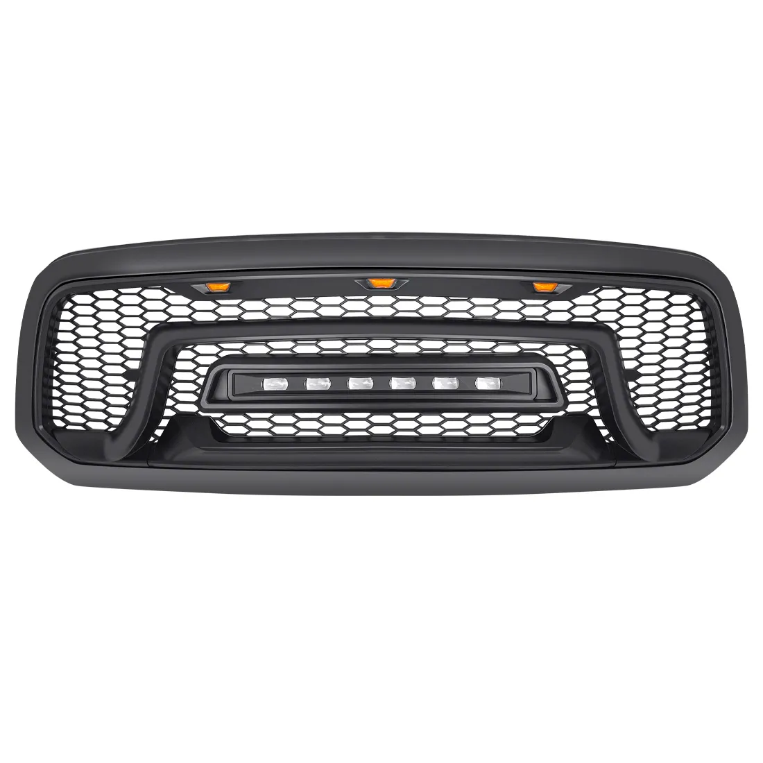 Armor Grille W/ Off-Road Lights - Matte Black For 2013-2018 Dodge Ram 1500 product image