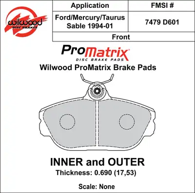Wilwood Brakes 1993 - 2002 Ford, Lincoln, Mercury Original Equipment Pads - 150-D0601K