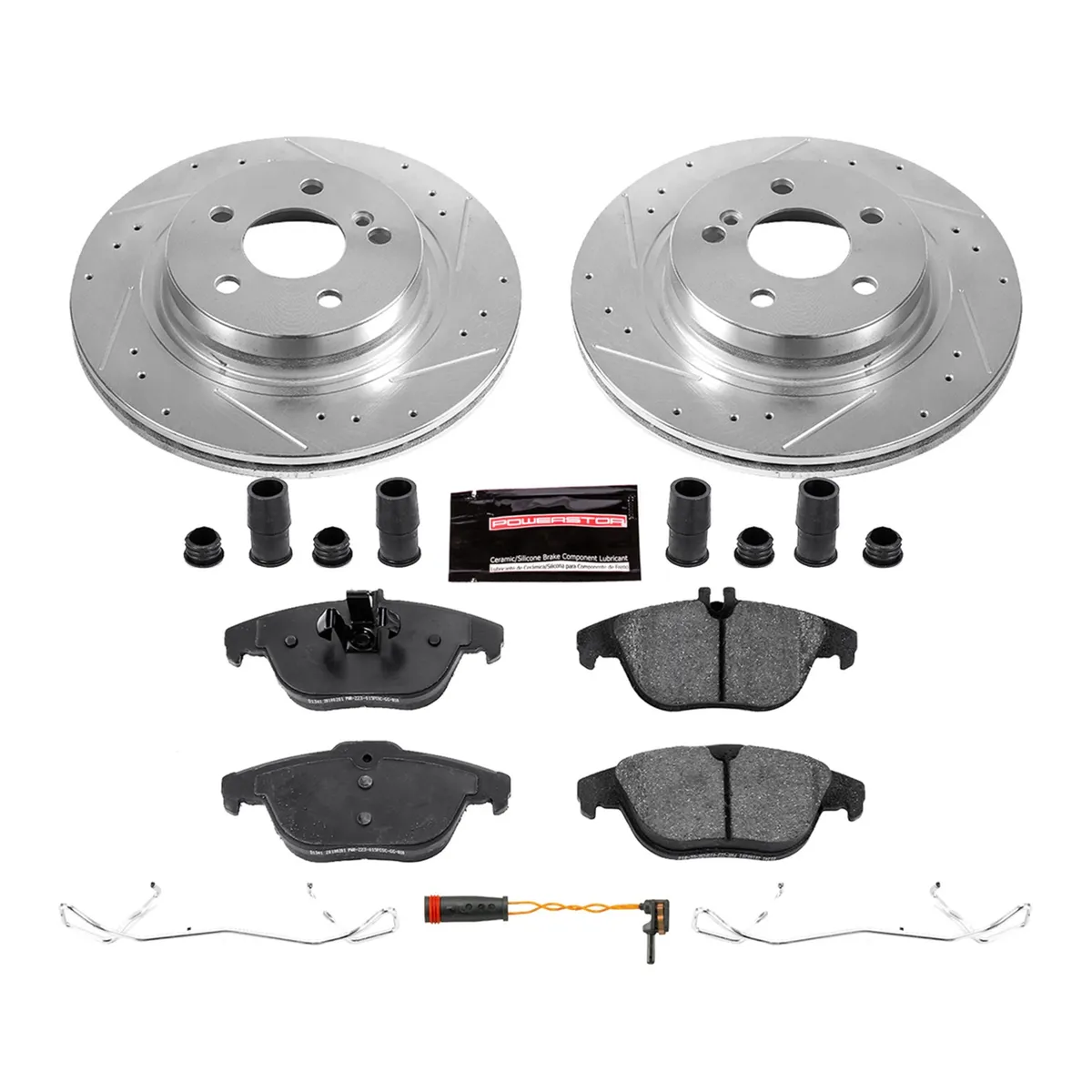 Z23 Evolution Sport Upgrade Kit: Drilled/Slotted Rotors; Carbon-Fiber Ceramic Pads W/Hardware; Pad Sensors product image