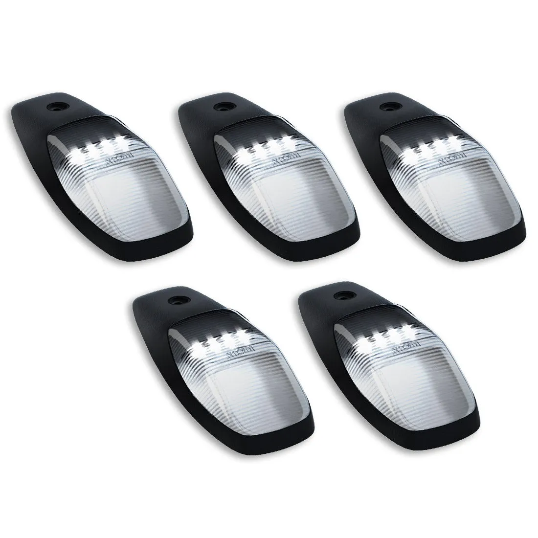 CAB LIGHTS Dodge 19-21 Heavy-Duty 2500 and 3500 5-Piece Set Clear Cab Roof Light Kit with White and Amber Ultra High-Power Strobe LEDs and White or Amber Running Light LEDs product image