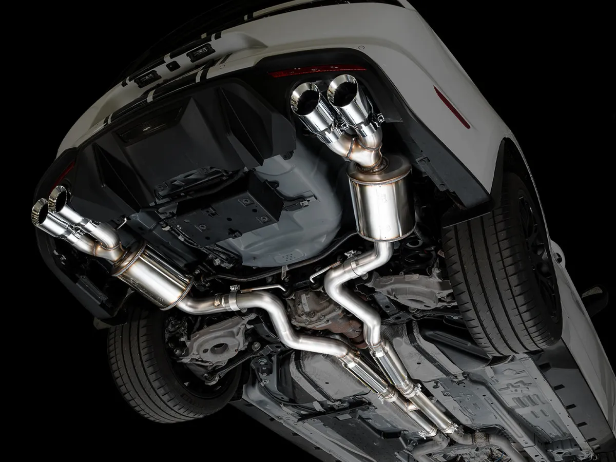 AWE Touring Edition Cat-back Exhaust for the '18-'23 S550 Mustang GT - Quad Chrome Silver Tips product image