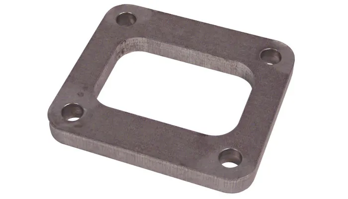 Vibrant Performance Turbo Inlet Flange; 69.9mm Bhcch; 82.49mm Bhccw; 11.3mm Bhid; 95.9mm Overall h; 108mm Overall w; 0.5 In. Thickness; 50.7mm Port h; 74.7mm Port w; For T4; 304 Stainless Steel;