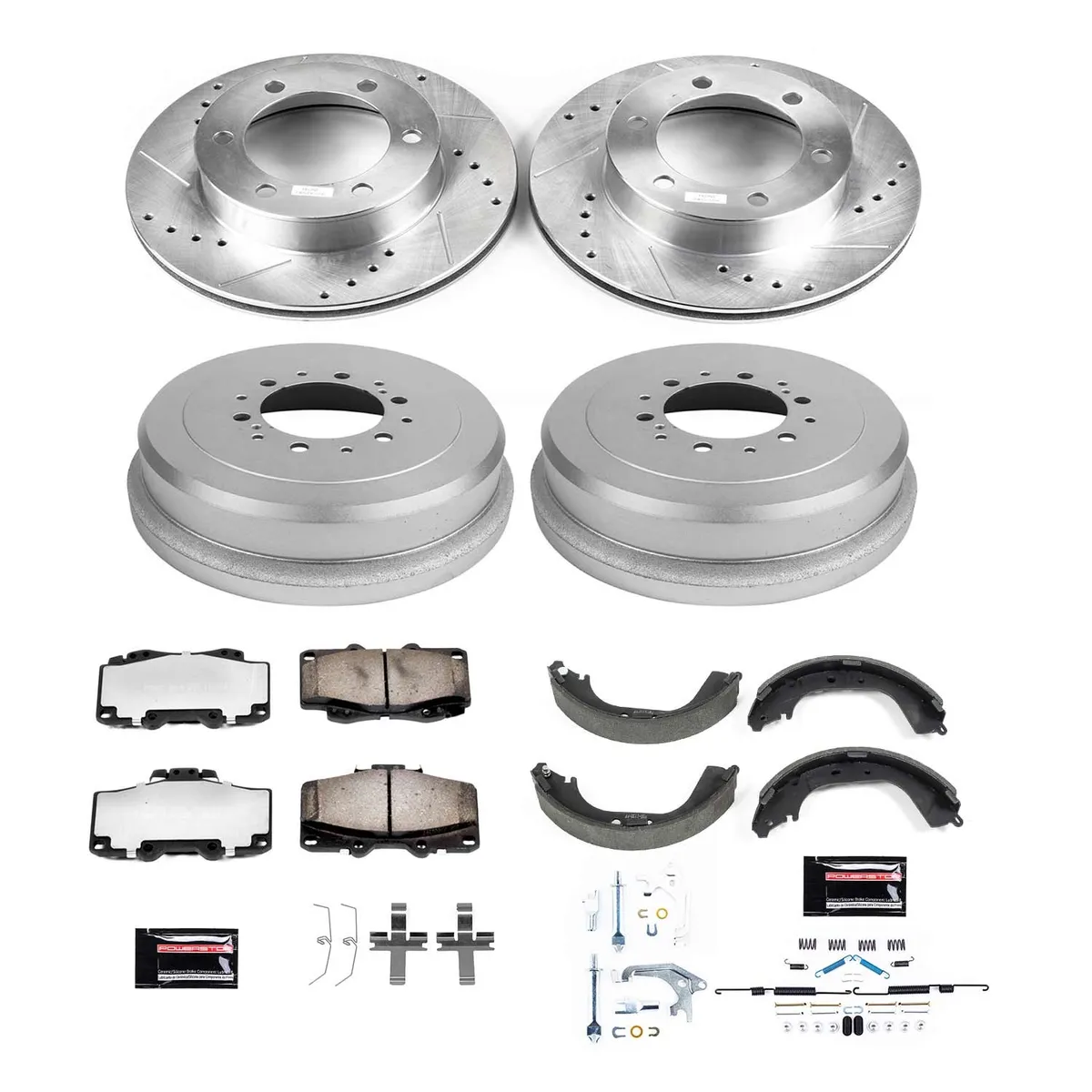 Z36 Truck/Tow Upgrade Kit: Drilled/Slotted Rotors; Carbon-Fiber Ceramic Pads W/Hardware; Coated Drums; Shoes W/Hold Down And Adjuster Kit product image