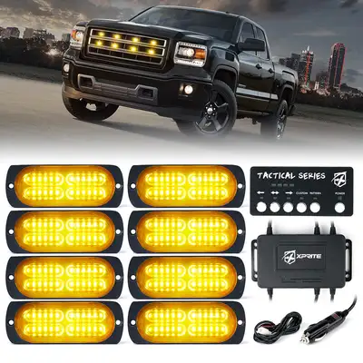 Xprite Xprite Grille & Surface Mount LED Strobe Lights – Flush Mount 12V Warning Marker Lights Kit | Tactical 24 Series