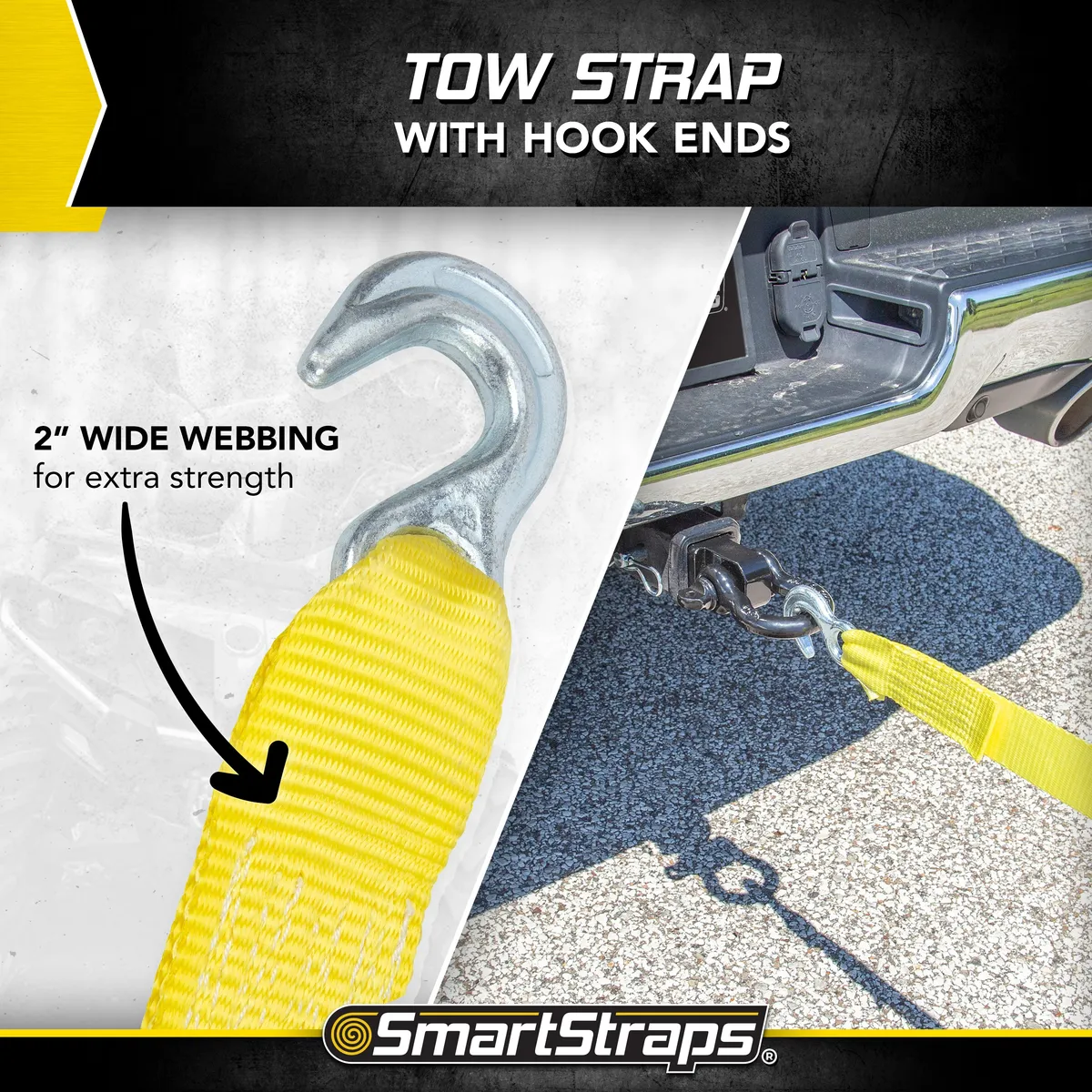 30ft 9000lb Tow Strap With Hooks 1 pk Yellow product image