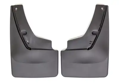 Weathertech Black No Drill MudFlaps Chevrolet Suburban 2015 + without flares; Rear MudFlap will not fit Flareside stylebox; Will not fit Raptor model; does not fit models with wheel well liner