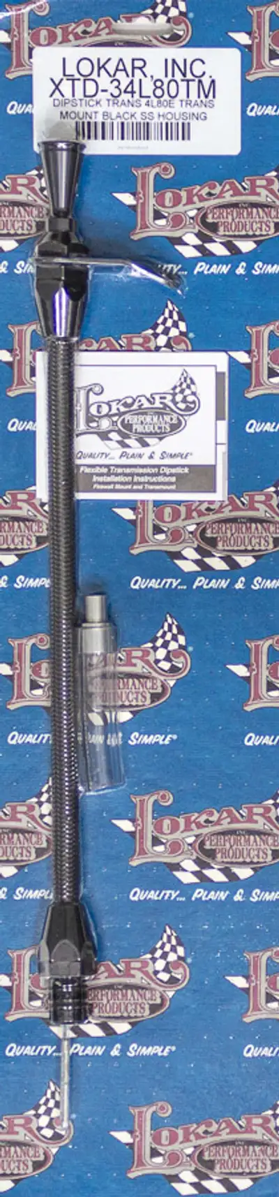 Lokar Hi-Tech Flexible Braided Transmission Dipstick; Transmount; Incl. Flexible Dipstick/Funnel Adapter/Braided Black Stainless Outer Housing; Black Finish;
