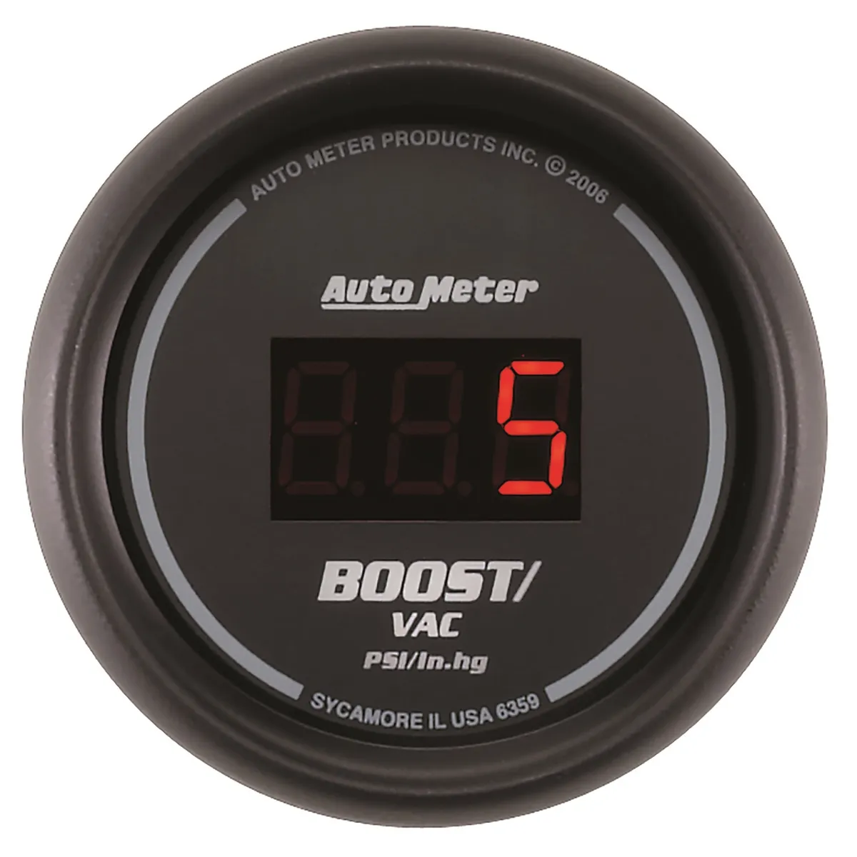 Gauge, Vac/Boost, 2 1/16", 30inHg-30psi, Digital, Black Dial w/ Red LED product image