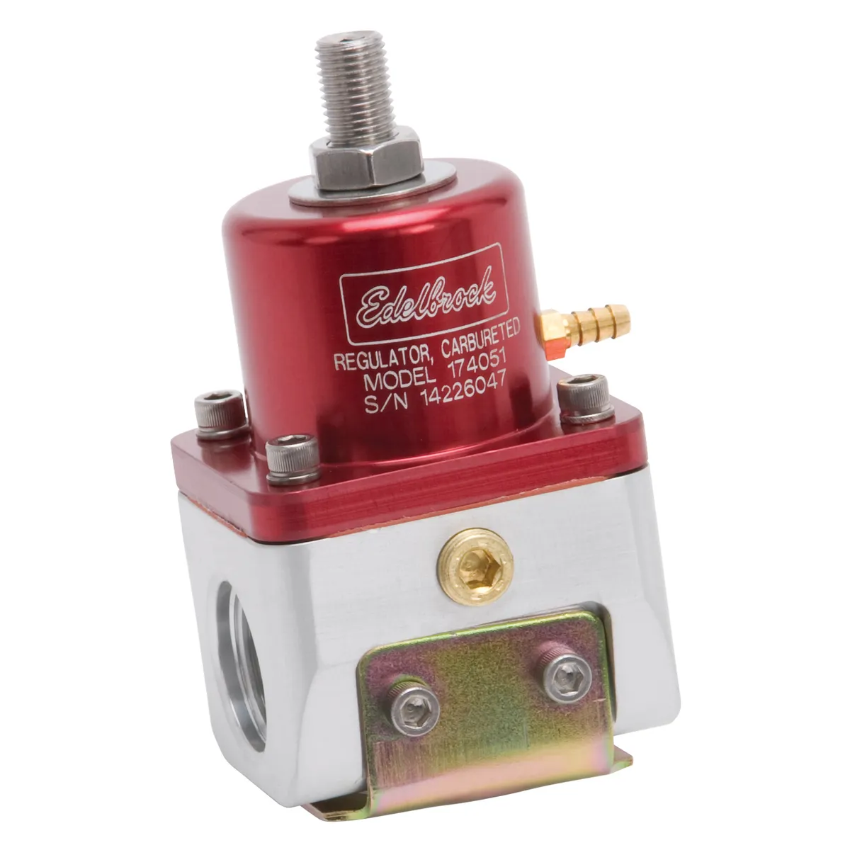 Edelbrock 174051 Carbureted Adjustable Bypass Fuel Pressure Regulator (180 GPH) in Red Finish product image