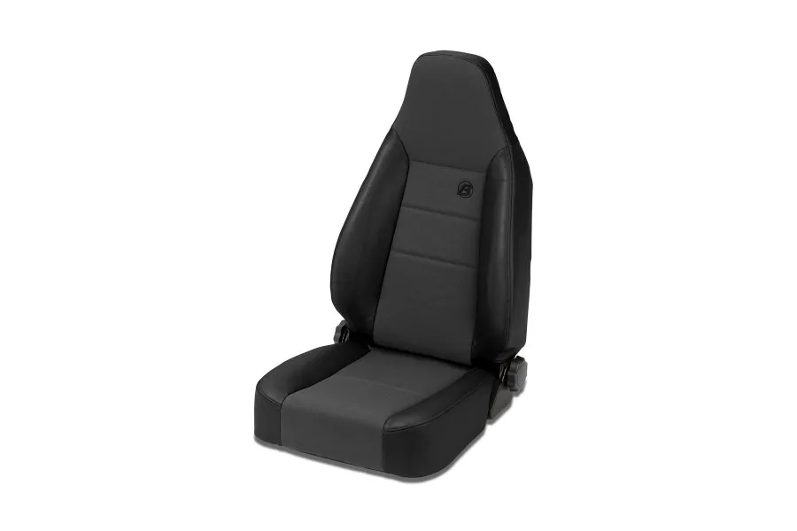 Bestop Jeep Bucket Seats Trailmax II Sport Front High Back Bucket Seat For Jeep 1976-1986 CJ7 Center Fabric Insert Black Denim Bestop