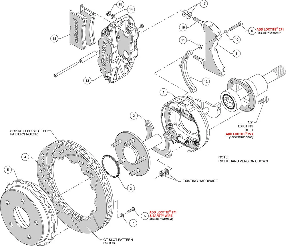 Wilwood FNSL4R Rear P-Brk Kit 12.88in Red Big Ford 2.36in Off Bronco 5 x 5.50 product image