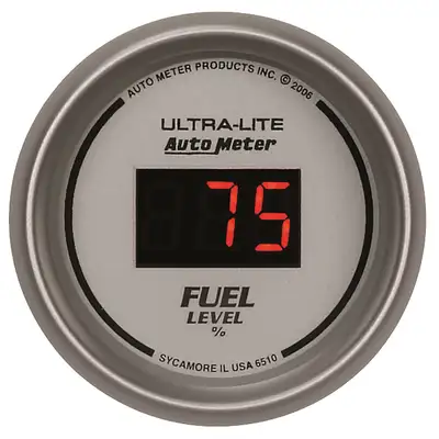 AutoMeter Gauge, Fuel Level, 2 1/16", 0-280O Program., Digital, Silver Dial w/ Red LED