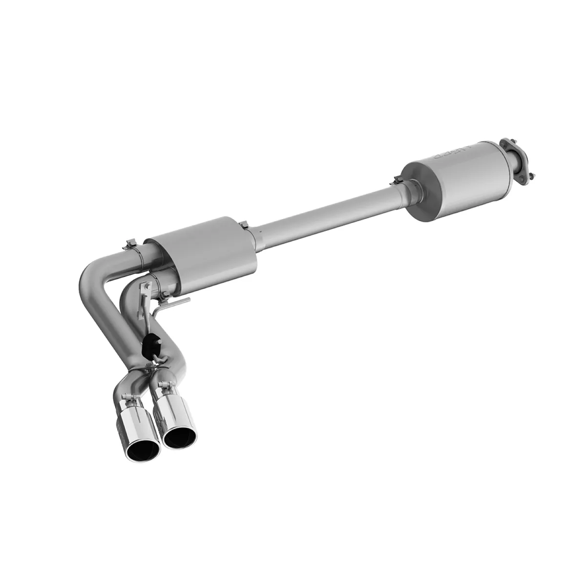 Armor Lite Cat Back Exhaust System; 3 in.; Incl. Front Pipe/Ext. Pipe/Muffler/Tailpipe/Hardware/4 in. OD Tip; Pre-Axle Dual Outlet; Street Version; Aluminized; product image