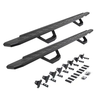 Go Rhino Go Rhino 6965168720T - RB30 Running Boards with Mounting Brackets & 2 Pairs of Drops Steps Kit - Protective Bedliner Coating
