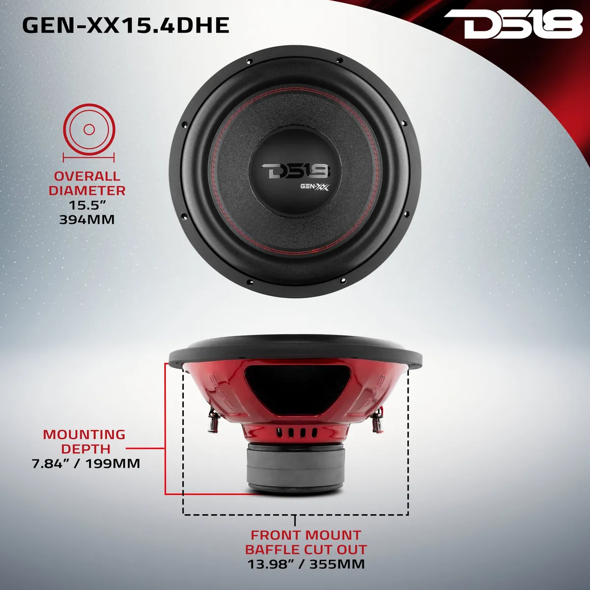 GEN-XX 15" High Excursion Subwoofer Double Stacked Magnets 600 Watts Rms DVC 4-Ohm product image