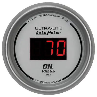AutoMeter Gauge, Oil Pressure, 2 1/16", 100psi, Digital, Silver Dial w/ Red LED