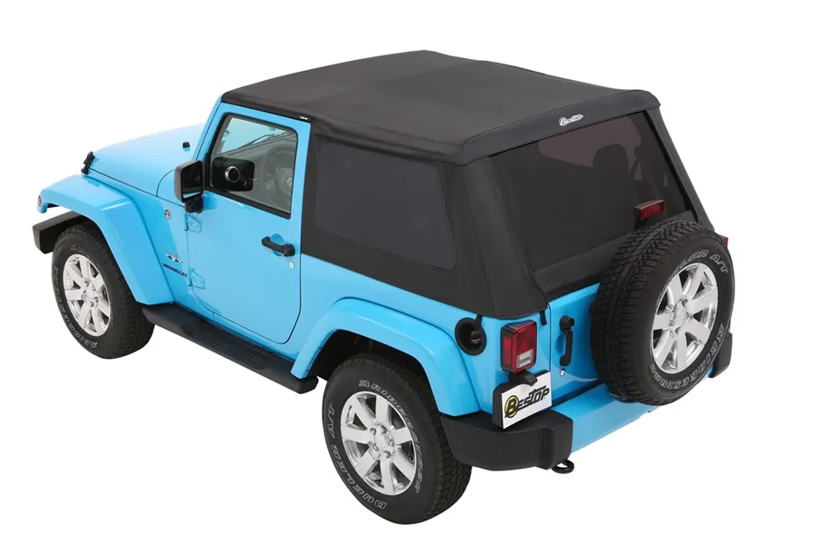 Bestop Trektop Slantback Soft Top For Jeep 2007-2018 Wrangler JK 2 Door Black Diamond Bestop