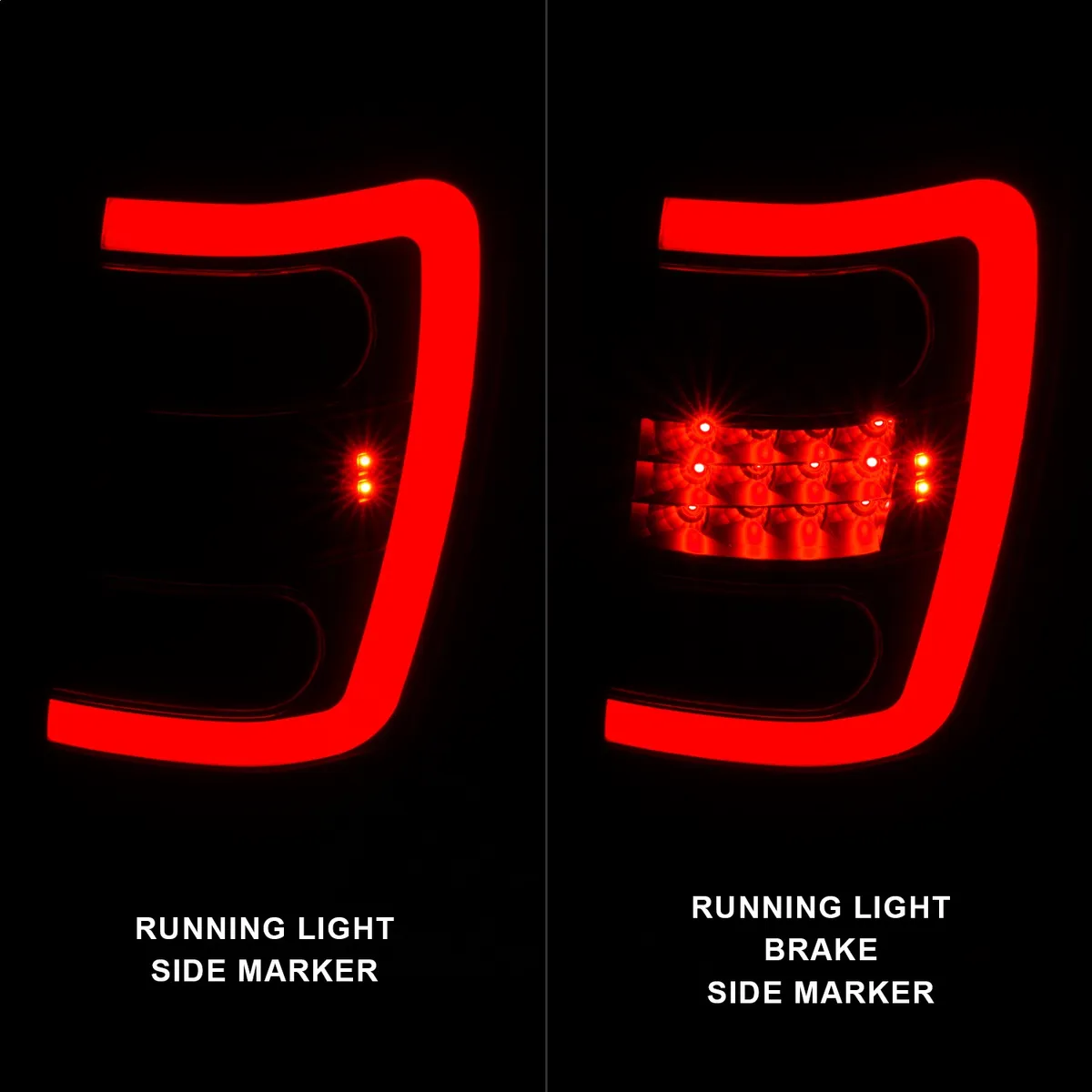 LED Tail Lights w Light Bar Black Housing Smoke Lens Jeep Grand Cherokee 1999-2004 product image